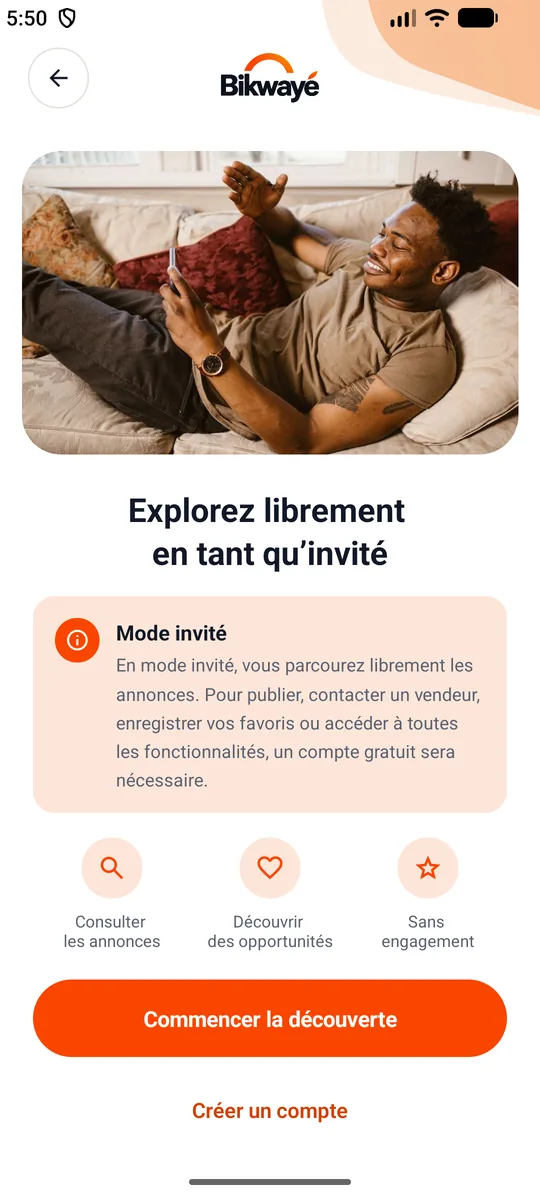 Entrer en invité — Parcourir sans compte, publier plus tard.