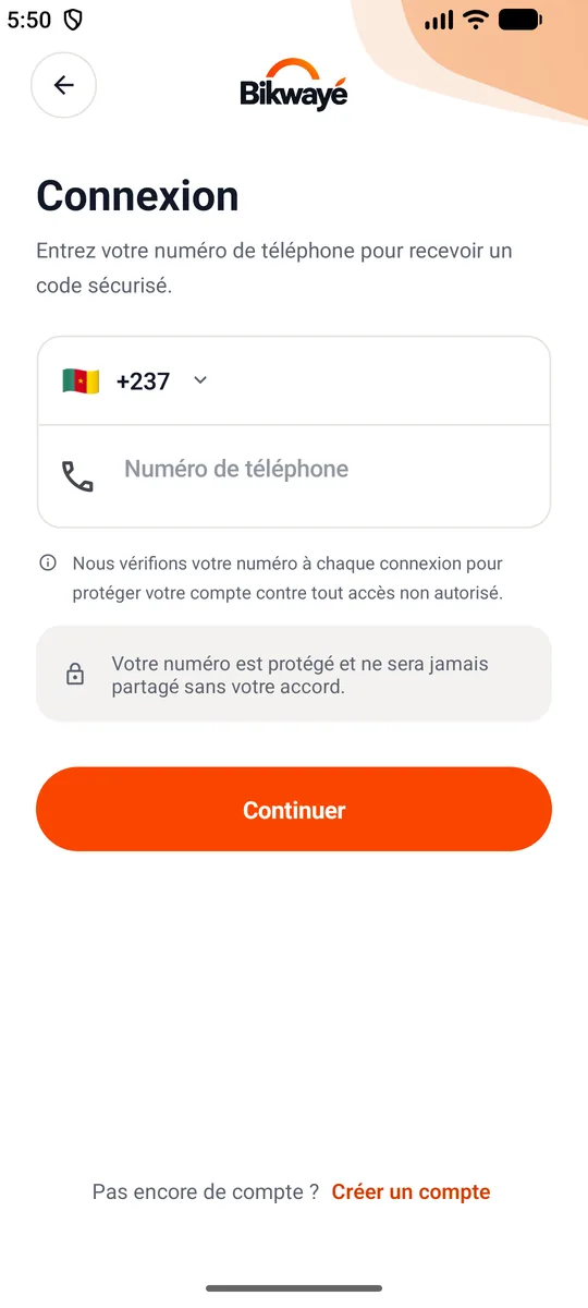 Se connecter — Un code à usage unique, reçu par SMS.