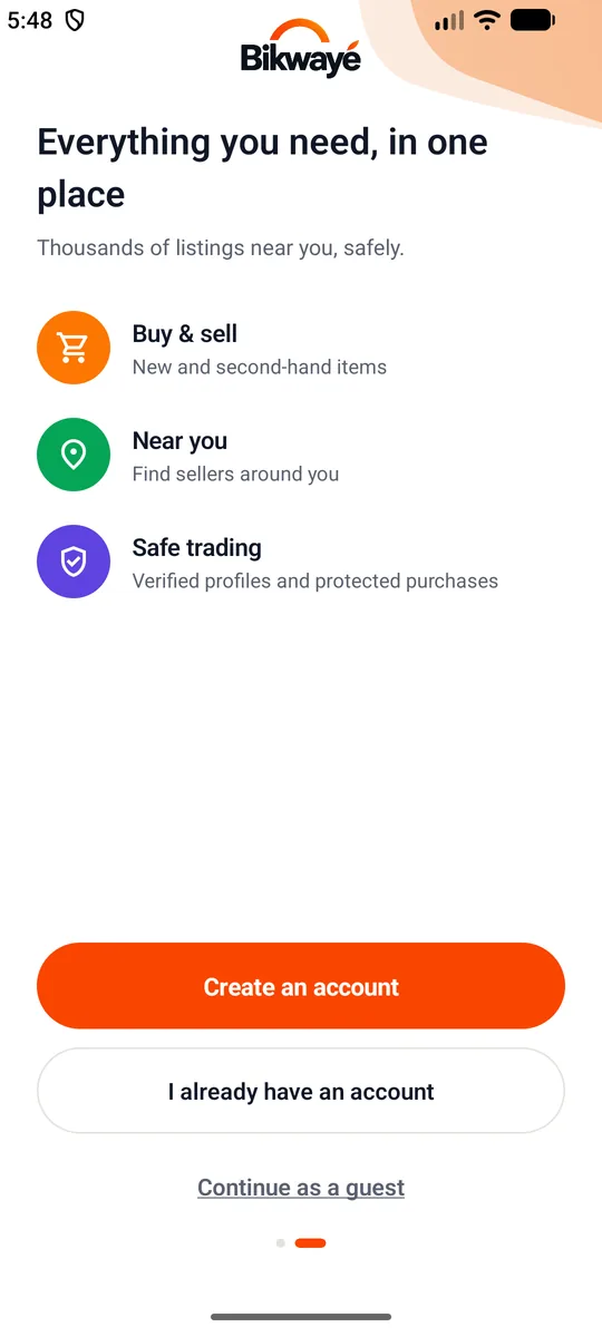 Welcome — The app's first screen.
