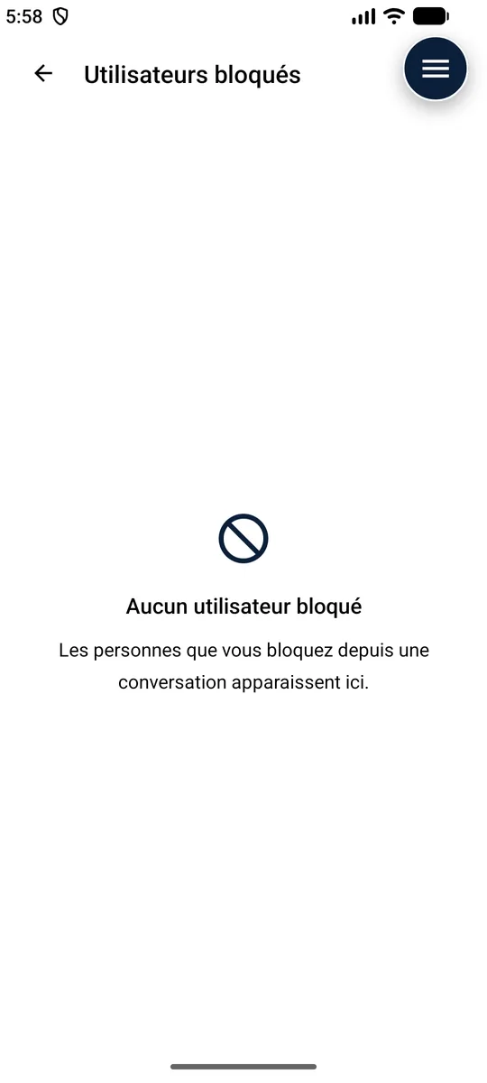 Blocages — Les membres que vous avez bloqués.